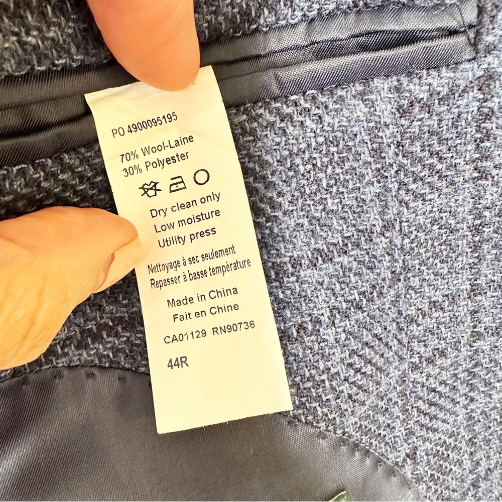 Lauren Ralph Lauren Blue Tweed Wool Blazer Sportscoat Size 44R - Picture 5 of 8